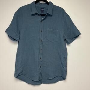 NWT J. Crew Blue Gauze Muslin Beachy Preppy Short Sleeve Button-Up Mens Sz L